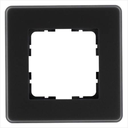 Рамка 1-м G-Glass закругленная стекло матов. черн. Jasmart G1001GB-RM