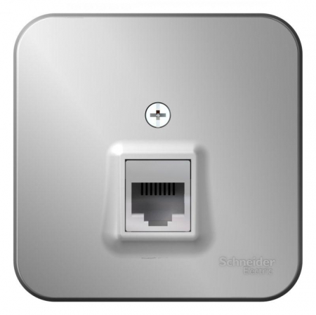 Розетка телефонная 1-м ОП Blanca RJ11 с изолир. пластиной алюм. SE BLNIA011003