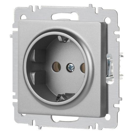 Розетка 1-м СП Accent 6-202-03 16А IP20 250В 2P+E Schuko алюм. Intro Б0063686