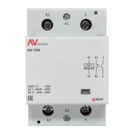 Контактор модульный КМ 125А 1NC+1NO 230В AC (3 мод.) AVERES EKF km-av-3-125-11-230V