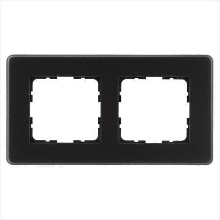 Рамка 2-м G-Glass закругленная стекло матов. черн. Jasmart G1002GB-RM