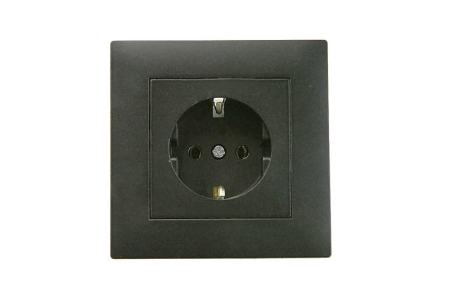 Розетка 1-м Karea RIZZ STAR с заземл. чер. Makel 88054028