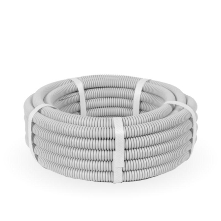 Труба гофрированная ПВХ легкая d16мм с протяжкой 350 Н сер. (уп.10м) Промрукав PR.011631М10