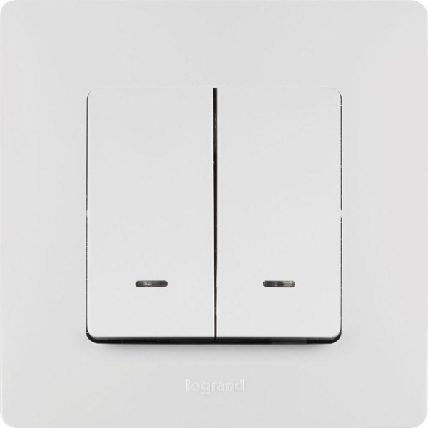 Выключатель 2-кл. СП Etika 10А IP20 250В 10AX с подсветкой/индикацией безвинтов. зажимы механизм бел. IEK 672204