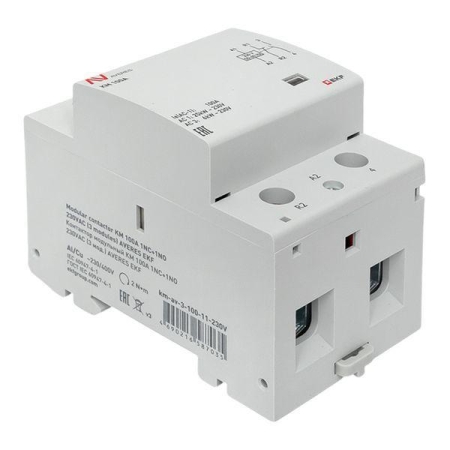 Контактор модульный КМ 100А 1NC+1NO 230В AC (3 мод.) AVERES EKF km-av-3-100-11-230V