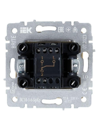 Выключатель проходной 1-кл. СП BRITE ВС10-1-6-БрКр 10А механизм беж. IEK BR-V12-0-10-K10