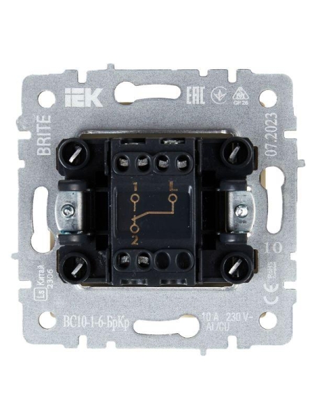 Выключатель проходной 1-кл. СП BRITE ВС10-1-6-БрКр 10А механизм беж. IEK BR-V12-0-10-K10