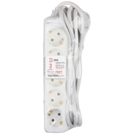 Удлинитель 5х3м с заземл. ПВС 3х1.5 16А U-5e-3m-3x1.5 Эра Б0044038