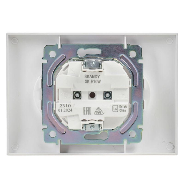 Розетка 2-м SKANDY 10А без заземл. без защ. шторок в сборе SK-R10W арктич. бел. IEK SK-R20-10-K01-F