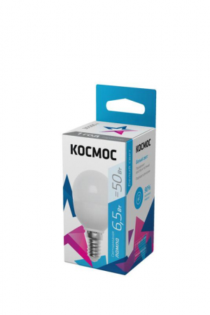 Лампа светодиодная 6.5Вт шар 4500К бел. E14 220В КОСМОС LkecLED6.5wGL45E1445