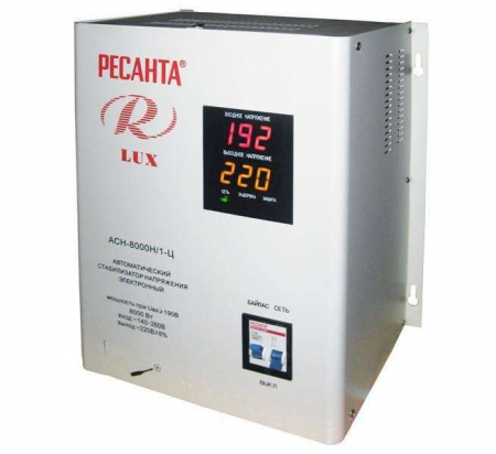 Стабилизатор напряжения АСН-8000Н/1-Ц 1ф 8кВт IP20 релейный Ресанта 63/6/17