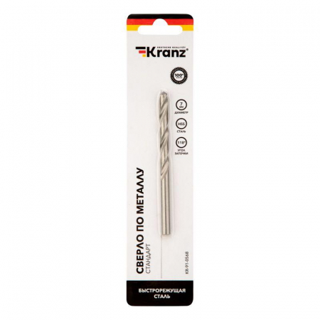 Сверло по металлу 7.0мм HSS DIN 338 (уп.1шт) Kranz KR-91-0568
