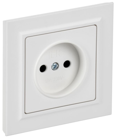 Розетка BRITE РСР10-1-0-БрАБ 10А в сборе без заземл. без защ. шторок арктич. бел. IEK BR-R10-10-K91-F