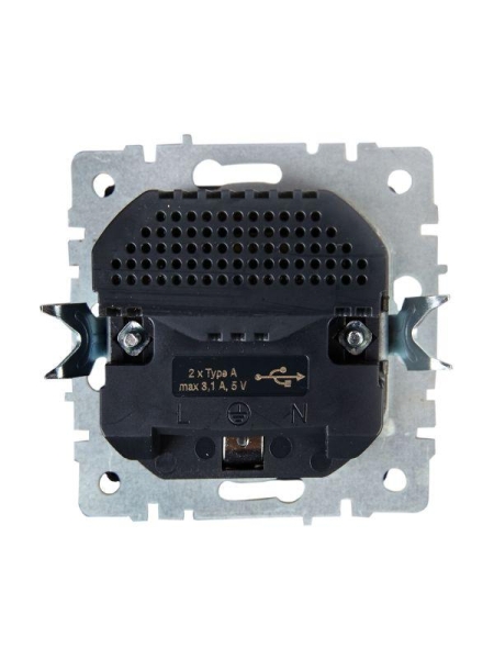 Розетка BRITE РЮш10-2-БрА 16А с USB A+A 3.1А с заземл. защ. шторки механизм алюм. IEK BR-R14-16-U21-D31-K47