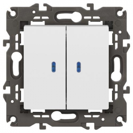 Выключатель 2-кл. Elegance 14-1105-01М 250В 10АХ с подсветкой матов. бел. Эра Б0065807