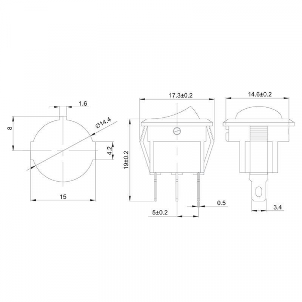 Выключатель клавишный круглый 250А 3А (3с) ON-OFF красн. с подсветкой Micro (RWB-106 SC-214) REXANT 36-2530