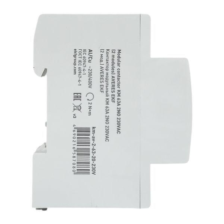 Контактор модульный КМ 63А 2NО 230В AC (2 мод.) AVERES EKF km-av-2-63-20-230V