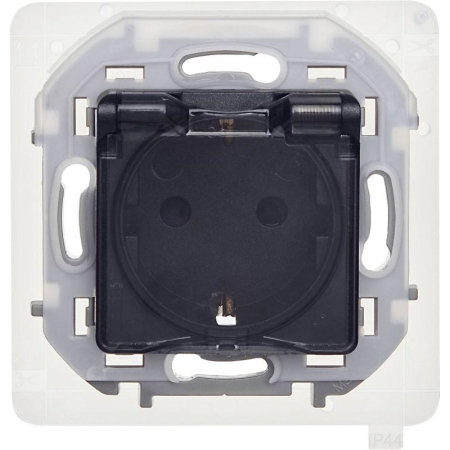 Розетка 1-м СП Inspiria 16А IP44 250В 2P+E защ. шторки с крышкой немецк. стандарт механизм антрацит IEK 673743
