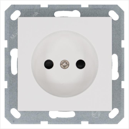 Розетка 1-м 16А IP20 без заземл. защ. шторки механизм бел. глянцевый Jasmart G5503W