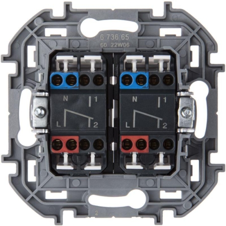 Переключатель модульный 2-кл. Inspiria 250В 10AX с подсветкой бел. IEK 673665