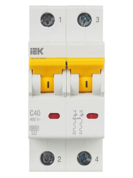 Выключатель автоматический модульный 2п C 40А 6кА ВА47-60M KARAT IEK MVA31-2-040-C