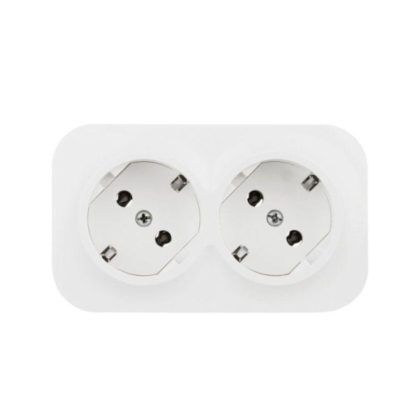 Розетка 2-м ОП Quteo 16А IP20 250В 2х2P+E с заземл. без защ. шторок бел. IEK 782233