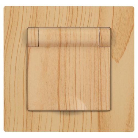 Розетка 1-м СП Accent 6-203-11 16А IP20 250В 2P+E Schuko с крышкой AL/CU сосна Intro Б0063479