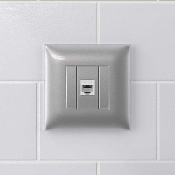 Розетка компьютерная 1-м СП Avanti "Закаленная сталь" RJ45 кат.5E без шторок механизм DKC 4404663