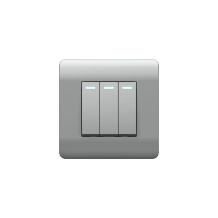 Переключатель 3-кл. NEW3-E 10А с подсветкой серебр. CHINT 431513