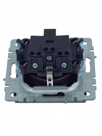 Розетка 1-м СП BRITE РС14-1-0-БрС 16А с заземл. защ. шторки механизм сталь IEK BR-R14-16-K46