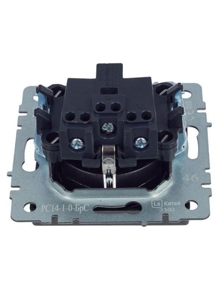 Розетка 1-м СП BRITE РС14-1-0-БрС 16А с заземл. защ. шторки механизм сталь IEK BR-R14-16-K46