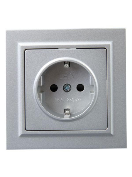 Розетка СП BRITE РСР14-1-0-БрА 16А в сборе с заземл. защ. шторки алюм. IEK BR-R14-16-K47-F