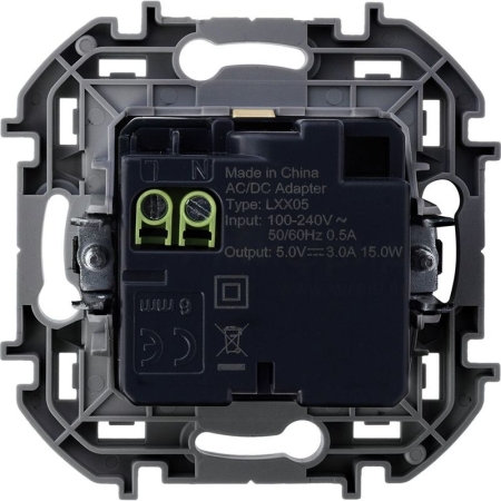 Устройство зарядное Inspiria с 2-мя USB разьемами A и C 240В/5В 3000мА сл. кость IEK 673761