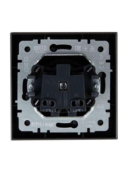 Розетка СП BRITE РСР10-1-0-БрС 10А в сборе без заземл. без защ. шторок сталь IEK BR-R10-10-K46-F