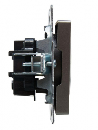 Розетка 1-м СП BRITE РС10-1-0-БрС 10А без заземл. без защ. шторок механизм сталь IEK BR-R10-10-K46