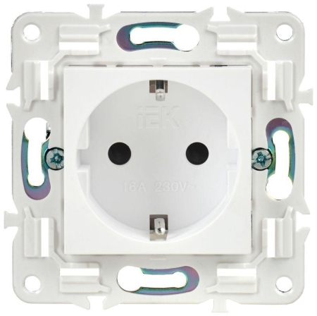Розетка SKANDY 16А с заземл. защ. шторки SK-R04W арктич. бел. IEK SK-R14-16-K01