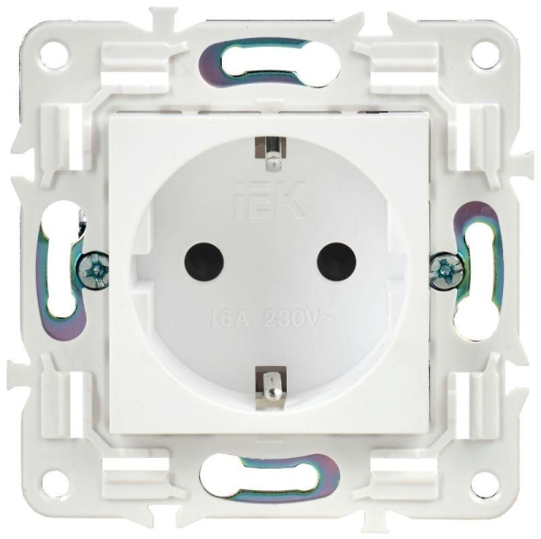 Розетка SKANDY 16А с заземл. защ. шторки SK-R04W арктич. бел. IEK SK-R14-16-K01