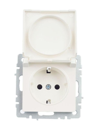 Розетка BRITE РСбш10-3-БрЖ 16А IP20 с заземл. защ. шторки с крышкой механизм жемчуж. IEK BR-R16-16-K36