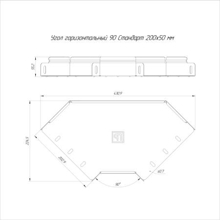 Угол горизонтальный 90град. 200х50 HDZ СтандартПромрукав PR16.1644