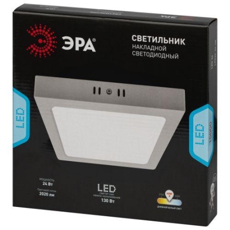 Светильник светодиодный LED 20-24-4K 24Вт 4000К накладной квадратный ЭРА Б0057433