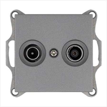 Розетка телевизионная оконечная TV + FM 2-м Ф9.5мм механизм алюм. Jasmart G6204S