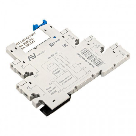 Реле промежуточное РП slim 23/1 6А 230В AC с розеткой в сборе EKF rps-23-1-60-rms230AC
