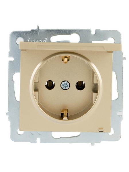 Розетка с заземл. VESNA с крышкой ПБТ зол. LEZARD 742-3688-123B