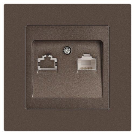 Розетка компьютерная 1-м СП Accent 6-303-08 RJ45 IP20 бронза Intro Б0063639