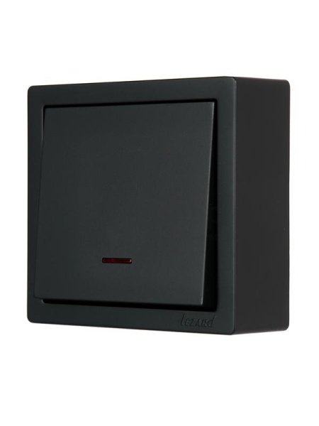 Выключатель 1-кл. ОП LETO с индикацией черн. бархат LEZARD 752-4200-111