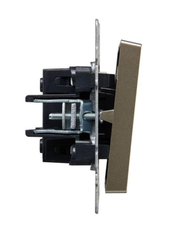 Выключатель проходной 1-кл. СП BRITE ВС10-1-7-БрШ 10А с индик. механизм шампань IEK BR-V12-1-10-K37