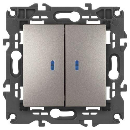 Выключатель 2-кл. Elegance 14-1105-16 250В 10АХ с подсветкой титан Эра Б0065789
