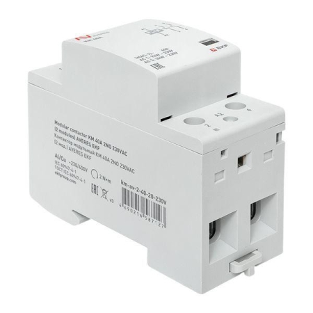 Контактор модульный КМ 40А 2NО 230В AC (2 мод.) AVERES EKF km-av-2-40-20-230V
