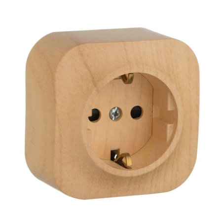 Розетка 1-м ОП Quteo 16А IP20 250В 2P+E с заземл. защ. шторки дерево IEK 782280