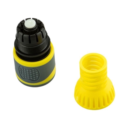 Коннектор для шланга быстросъемный 3/4дюйм с аквастопом с защитой от перегибов ЧЕТЫРЕ СЕЗОНА 62-0303-F